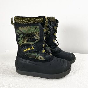 Kamik Kids Snow Boots Black and Camouflage  Little Boy size 13